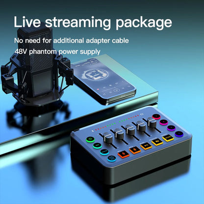 Gaming Audio Mixer Streaming 5-Channel RGB Mixer with XLR Microphone Interface for Game Voice Podcast Live Streaming