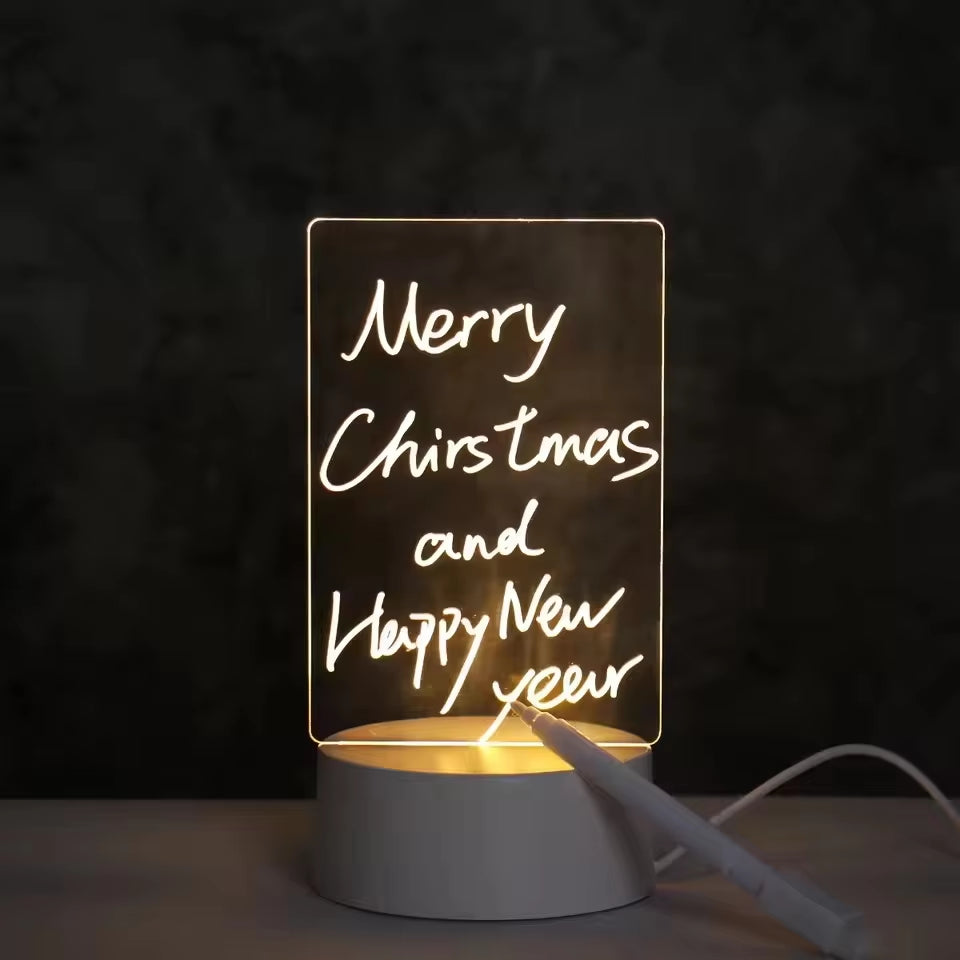 Glow & Write DIY LED Drawing Board - Erasable Acrylic Message Board for Kids with Pen & Night Lamp功能